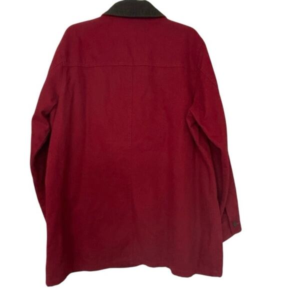 Lands’ End Red 1X Canvas Barn Coat – Chore Coat, Corduroy Collar, Flannel Lining - Picture 3 of 14
